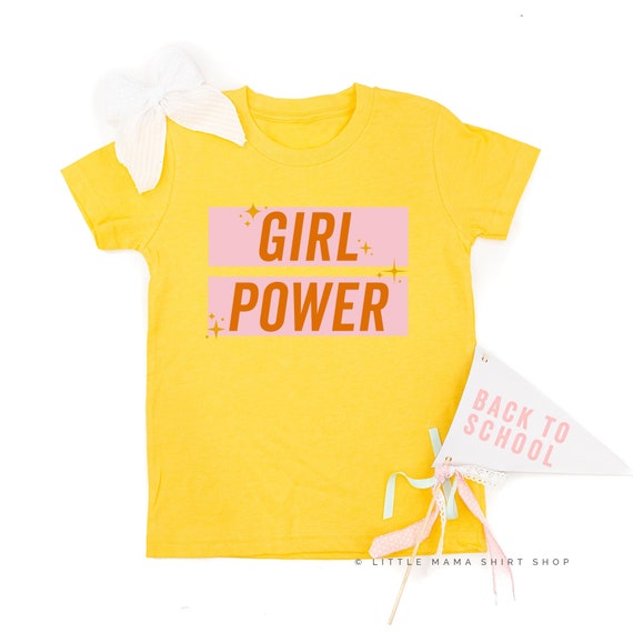 Girl Power Pink Orange Sparkle Short Sleeve Child Shirt Back to