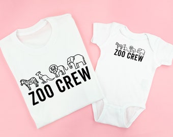 Zoo Crew - Set of 2 Shirts - WHITE w/ BLACK | Mommy and Me | Zoo Mom | Mommy and Me Matching Shirts | Mommy and Me Shirts | Zoo Tee