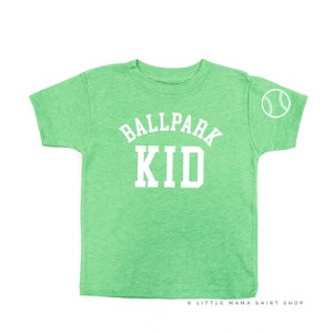 Ballpark Kid - Baseball Detail on Sleeve - Short Sleeve Child Shirt | Kids Graphic Tee | Baseball Graphic Tee | Kids Baseball Tee |