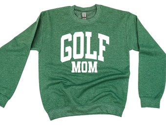 Varsity Style - GOLF MOM - BASIC Fleece Crewneck | Mother's Day Gift | Golf Team Mom | Sports Mom | Mom of Girls | Motherhood | Mom Outfit |