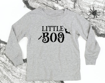 Little Boo (Fledermäuse) - LONG SLEEVE Kinder Shirt | Kinder Halloween Shirt | Baby Halloween Outfit | Süßes oder Saures | Halloween Shirts für Kinder |