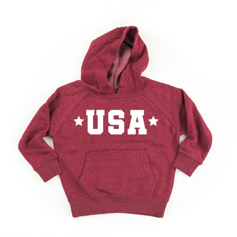 USA Block Font Two Stars Child Hoodie Kids Patriotic Shirt Party in the USA 4th of July Graphic Tee Independence Day Shirt image 7