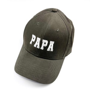 PAPA - Dark Olive w/ Cream - Comfy Fit -  Baseball Cap | Pops Gift | Hat for Pops | Men&#39;s Baseball Cap | Father&#39;s Day | Pops Baseball Hats |
