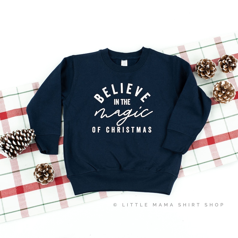Youth Sweater Believe in the Magic \u00a9 Christmas Shirts for Kids Baby Christmas Shirt Little Girl Shirt Christmas Graphic Tee