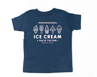 Testeur de goût de crème glacée professionnel - Cône simple sur le dos - Chemise enfant à manches courtes | Chemise pour tout-petits | Chemises de crème glacée | Tee de crème glacée pour enfants