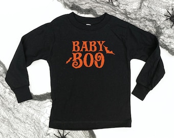 Baby Boo (Fledermäuse) - LONG SLEEVE Kinder Shirt | Kinder Halloween Shirt | Baby Halloween Shirt | Spooky Season | Babys erstes Halloween Outfit