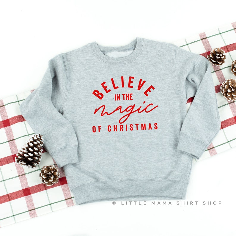Youth Sweater Believe in the Magic \u00a9 Christmas Shirts for Kids Baby Christmas Shirt Little Girl Shirt Christmas Graphic Tee