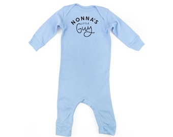 Nonna's Little Guy - One Piece Baby SLEEPER | Baby Romper | Baby Graphic Tee | Kids Graphic Tee | Baby Sleeper | Nonna's Guy | Baby Boy Tee