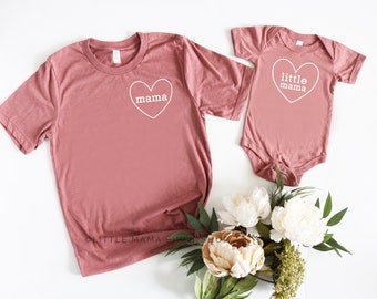 Mama(heart)-Little Mama © MAUVE Set of 2 | Mom of Girls Shirt | Mother's Day Gift | Mom and Me Matching Shirts | Mom of Girls |