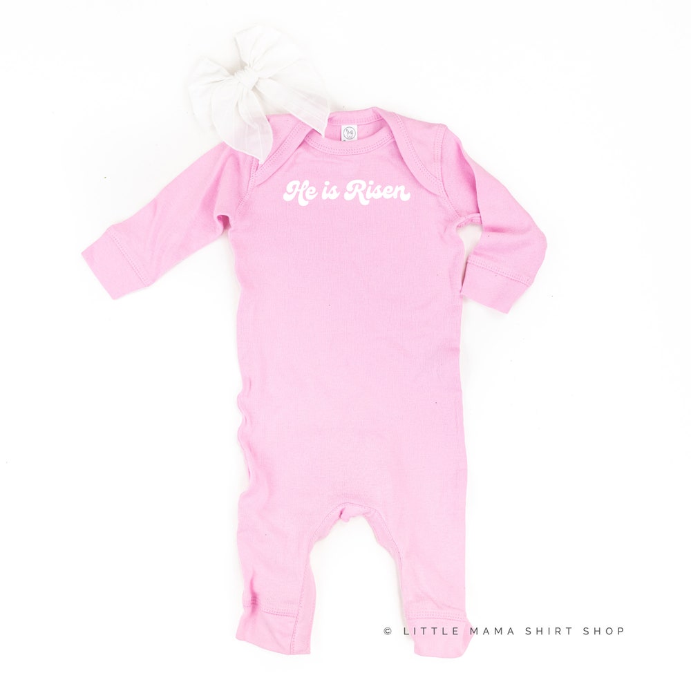 He Is Risen - One Piece Baby Sleeper | Infant Easter Outfit | Baby Easter Sleeper | Easter Bunny | Easter Infant Romper | Religious Easter Onlytee