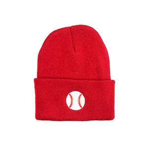 Child Beanie - BASEBALL - RED | Baseball Beanie | Child Beanie | Boy Beanies | Sports Beanie | Baseball Hat | Winter Beanie |