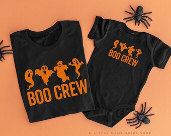Boo Crew - Set of 2 BLACK w/ ORANGE Shirts | Halloween Shirts | Mommy and Me Halloween Shirts | Matching Halloween Shirt | Halloween Outfit