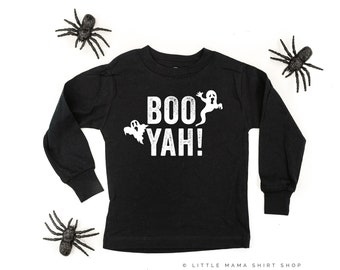 Boo Yah! - LANGARM Kinder Shirt | Kinder Halloween Shirt | Baby Halloween Shirt | Halloween Grafik T-Shirt | Süßes oder Saures | Spooky Season |