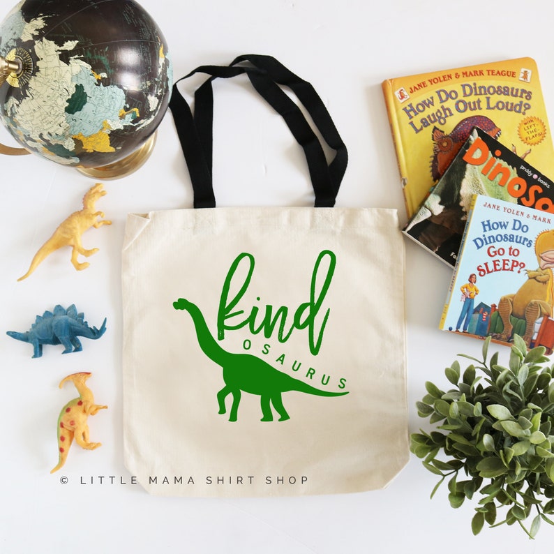 Dinosaur Tote \u00a9 Boys Book Bag Dinosaur Gift Kids/' Library Bag Library Bag Kindness Little Boy Gift Canvas Tote Bag for Kids