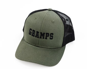 GRAMPS - Verde oliva/negro - Gorra snapback / Regalo para el abuelo / Gorra para el abuelo / Gorra de béisbol para hombre / Día del padre / Gorras de béisbol para el abuelo /