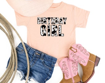 BIRTHDAY GIRL - Cow Print - Child Shirt | Kids Graphic Tee | Girls Birthday Shirt | Birthday Girl Tee | Girls Graphic Tee | Animal Print Tee