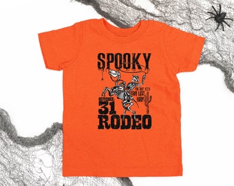 Spooky Rodeo - Chemise enfant à manches courtes | Chemises d’Halloween pour enfants | Tenue d’Halloween pour enfants | T-shirt Halloween | Chemises d'Halloween pour enfants |
