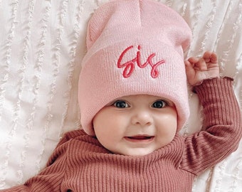 Child Beanie - SIS - Light Pink w/ Hot Pink | Christmas Beanie for Girls | Christmas Gift | Little Girl Beanie | Beanies For Girls | Kiss Me