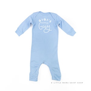 Gigi&#39;s Little Guy - One Piece Baby SLEEPER | Infant Bodysuit | Baby Bodysuit | Baby Graphic Tee | Infant Romper | Baby Sleeper | Gigi&#39;s Guy