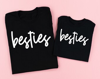 Besties - 2er-Set SCHWARZ w/WEISS Shirts | Mama und ich Shirts | Freundinnen | Mama und ich Outfit | Mutter und Tochter Shirts | Bester Freund Shirts