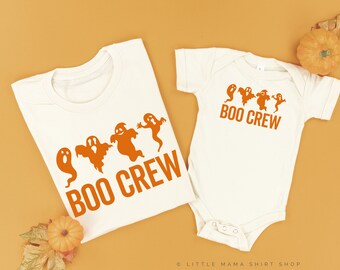Boo Crew - Set of 2 NATURAL w/ ORANGE Shirts | Halloween Shirts | Mommy and Me Halloween Shirts | Matching Halloween Tees | Halloween Outfit