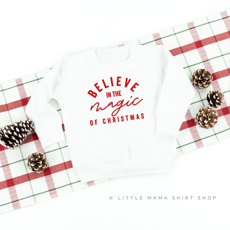 Youth Sweater Believe in the Magic \u00a9 Christmas Shirts for Kids Baby Christmas Shirt Little Girl Shirt Christmas Graphic Tee