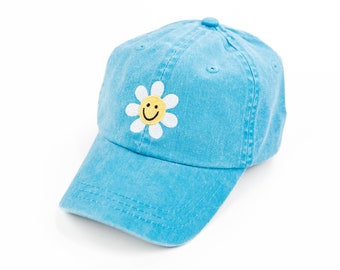 FLOWER PETALS - Child Size Baseball Cap (Blue) | Hats for Kids  | Baseball Cap | Little Girl Hat | Hats for Girls | Flower Power Hats |