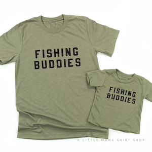 Fishing Buddies | Set of 2 Shirts - OLIVE w/ BLACK | Mother and Son Matching Shirts | Father&#39;s Day Gift | Father and Son Matching Tees