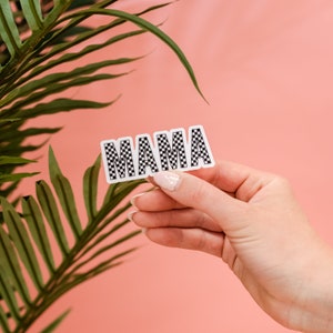 LMSS® STICKER - MAMA (Black and White Checkers) | Mama Sticker | Flower Sticker | Trendy Stickers | Summer Stickers | Spring Sticker |