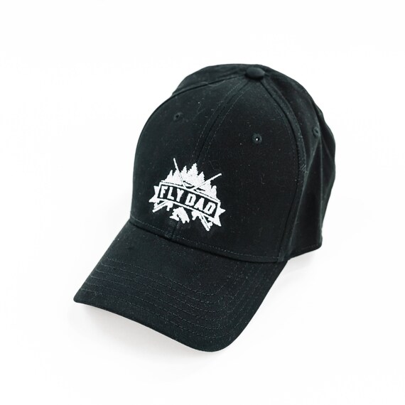 FLY DAD Black W/ White Comfy Fit Baseball Cap Dad Gift