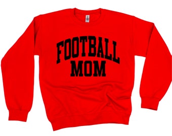 Varsity Style - FOOTBALL MOM - BASIC Fleece Crewneck | Mother's Day | Sports Mom | Football Mama | Mom of Both | Motherhood | Mom Outfit |