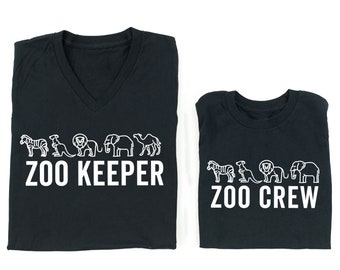 Zoo Keeper + Zoo Crew - Set of 2 Shirts - BLACK w/ WHITE | Mommy and Me | Zoo Mom | Mommy and Me Matching Shirts | Mommy and Me Shirts |