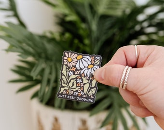 LMSS® STICKER - Just Keep Growing | Mama Sticker | Flower Sticker | Trendy Stickers | Do Good Be Kind | Retro Flowers Sticker | Accessories