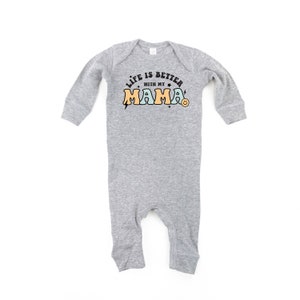 The Retro Edit - Life is Better with My Mama - Boy Version - One Piece Baby Sleeper | Baby Boy Outfit | Mama&#39;s Boy | Kid Life | Cool Kid |