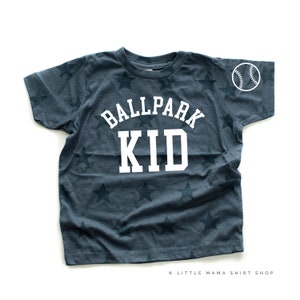 Ballpark Kid - Baseball Detail on Sleeve - Short Sleeve Child STAR Shirt | Kids Graphic Tee | Baseball Graphic Tee | Sports Graphic Tee |