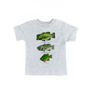 Bass & Bluegill Chart (Hand Drawn) - Short Sleeve Child Shirt | Kids Graphic Tee | Kids Fishing Shirt | Gift for Kids | Fish Graphic Tee |