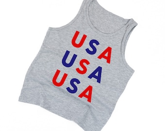 USA x3 - CHILD JERSEY Tank | Let Freedom Ring | Kids Summer Tank | Kids Patriotic Shirt | Fourth of July Graphic Tee | All American Kid