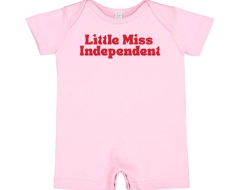 Little Miss Independent - Short Sleeve / Shorts - One Piece Baby Romper | Infant Outfit | Patriotic Baby Outfit | Let Freedom Ring | USA