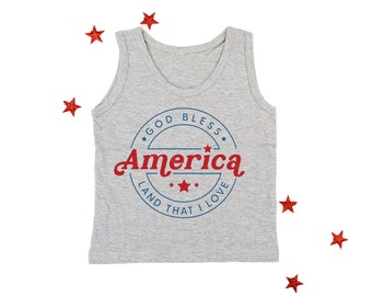 Vintage God Bless America - CHILD JERSEY Tank | Kids Summer Tank | Kids Patriotic Tee | Fourth of July Tank | Let Freedom Ring |