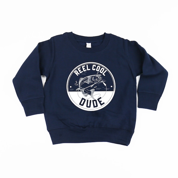 Reel Cool Dude - Pull enfant | Pull pour Enfants | T-shirt graphique poisson | Chemise de pêche pour enfants | Le copain de pêche de papa | Idée cadeau enfant | Enfant cool