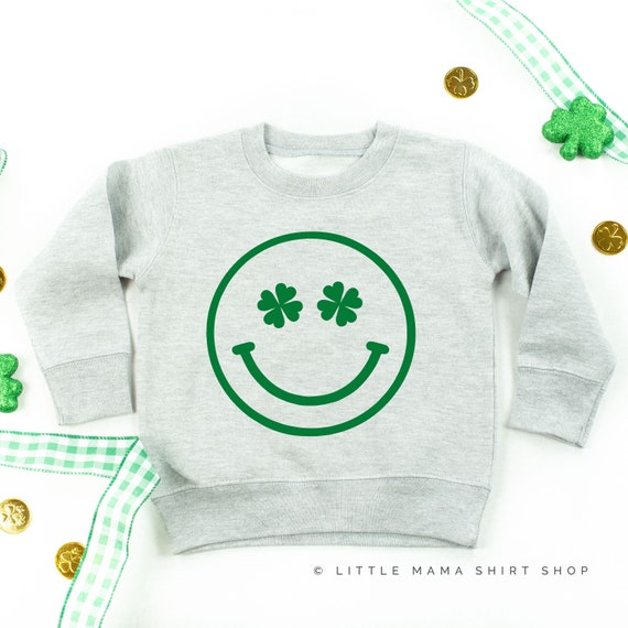 Shamrock Eyes Smiley - Child Sweater | St Patricks Day Sweater | St Patty's Sweater for Kids |Kid St Patrick Shirt | St Patricks