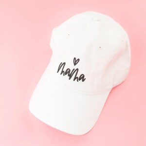 Mama (Heart Above) - White Baseball Cap w/ Black Embroidery | Hats for Moms | Women&#39;s Hat | Mother&#39;s Day Gift | Mama of Boys | Mama of Girls