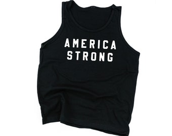 America Strong - BLOCK Font - CHILD JERSEY Tank | American Proud | Let Freedom Ring | Kids Summer Tank | Kids Patriotic Tee | Fourth of July