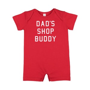 Dad&#39;s Shop Buddy - Short Sleeve / Shorts - One Piece Baby Romper | Baby Summer Outfit | Love My Dad | Rad Like Dad | Baby Gift Idea |
