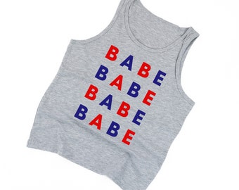 BABE - x4 Red + Blue - CHILD JERSEY Tank | Let Freedom Ring | Kids Summer Tank | Kids Patriotic Shirt | Fourth of July Graphic Tee | America