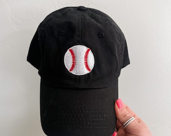 CHILD SIZE Baseball Cap - Black w/ Solid Baseball | Hats for Kids | Kids Baseball Cap | Hats for Boys | Hats for Girls | Kids Baseball Hat