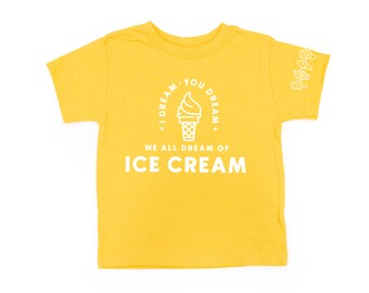 Sueño con helado - Detalle de la manga del helado - Camisa de niño de manga corta / Camisa para niños pequeños / Camisa de helado / Camiseta de helado para niños / Helado