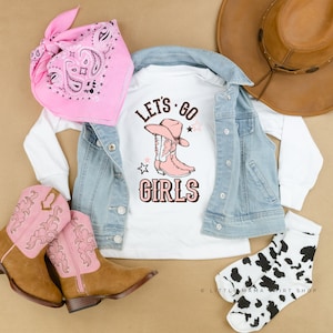 Let&#39;s Go Girls - (Cowgirl) - LONG SLEEVE Shirt | Kid Shirts | Kids Graphic Tee | Kids Rodeo Tee | Girls Graphic Tee | Kids Cowgirl Shirt