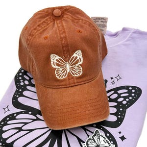 Butterfly - Adult Baseball Cap - (Burnt Orange w/ Cream) | Women&#39;s Baseball Cap | Mother&#39;s Day | Summer Hat | Women&#39;s Accessories |