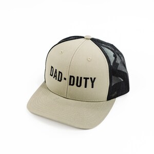 DAD DUTY - Tan/Black Snapback Hat w/ Black Thread | Hats for Dads | Men&#39;s Baseball Cap | Father&#39;s Day | Dad Baseball Hats | Dad Hats